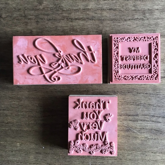 NEW Wooden Thank You Stamps (Set of 3) - Picture 2 of 2